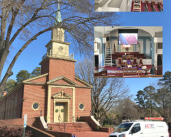 Design/Build AV With Streaming First Baptist Church of Williamsburg design build of audio and video. RCDD designed presentation video audio